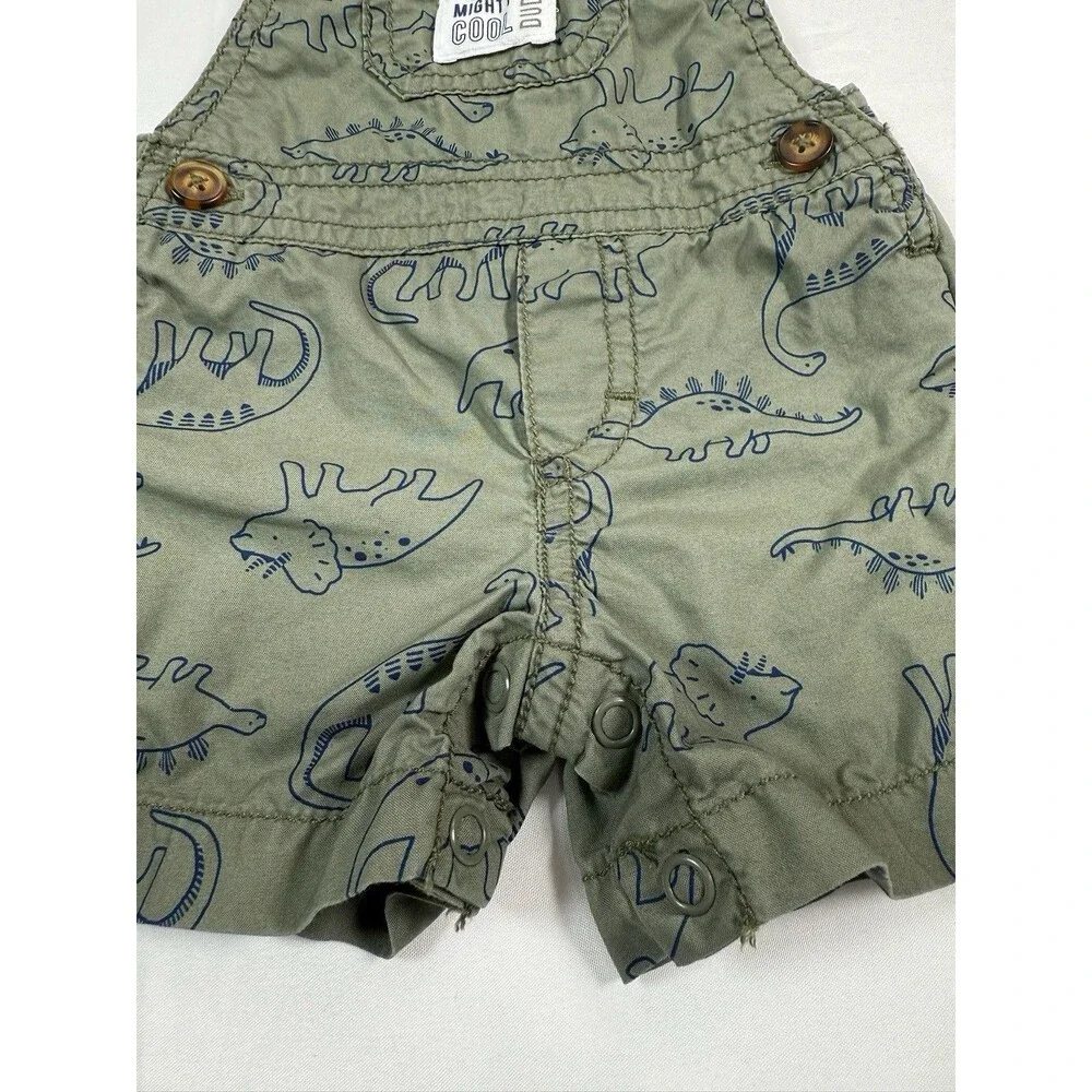 JUST ONE YOU Made‎ By Carters Newborn Dinosaur Print Short Overalls Size NB
